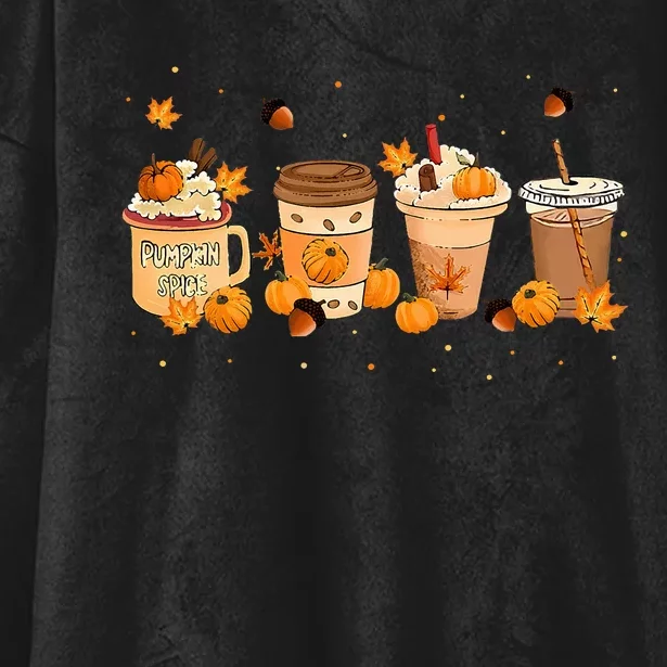 Pumpkin Spice Latte Coffee Thanksgiving Fall Season Drinks Hooded Wearable Blanket