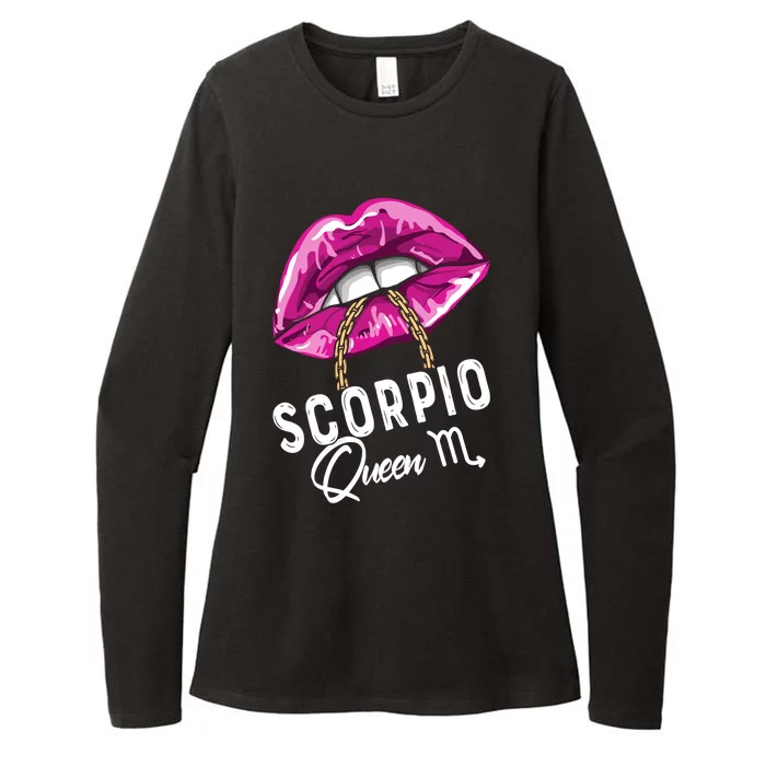 Purple Scorpio Lips Queen Birthday Zodiac Star Sign Cute Gift Womens CVC Long Sleeve Shirt