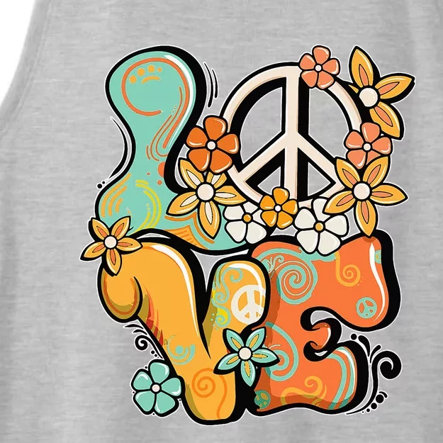 Peace Sign Love 60s 70s Costume Groovy Hippie Theme Party Ladies Tri-Blend Wicking Tank