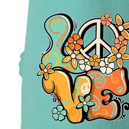 Peace Sign Love 60s 70s Costume Groovy Hippie Theme Party Doggie 3-End Fleece Hoodie