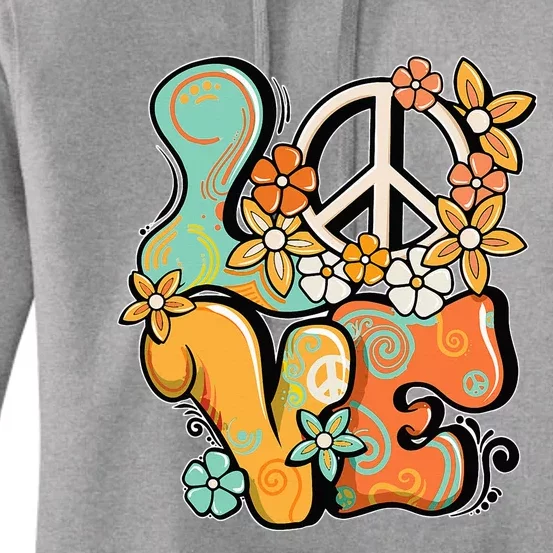 Peace Sign Love 60s 70s Costume Groovy Hippie Theme Party Women's Pullover Hoodie