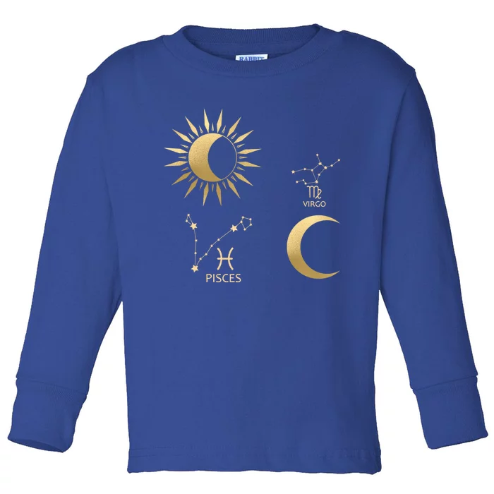 Pisces Sunvirgo Moon Zodiac Meaningful Gift Toddler Long Sleeve Shirt