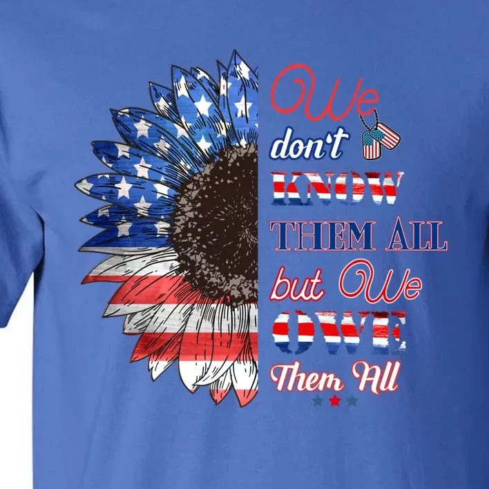 Patriotic Sunflower Memorial Day Thank You Our Heroes Gift Tall T-Shirt