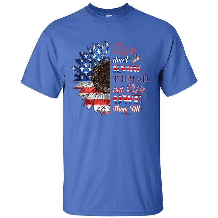 Patriotic Sunflower Memorial Day Thank You Our Heroes Gift Tall T-Shirt