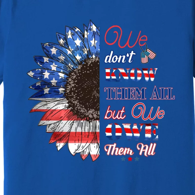 Patriotic Sunflower Memorial Day Thank You Our Heroes Gift Premium T-Shirt