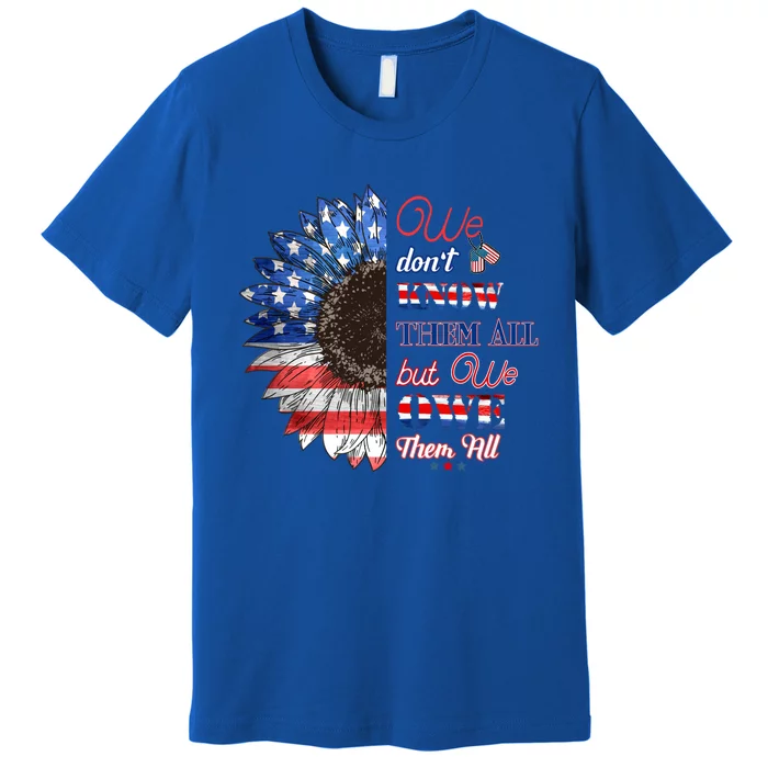 Patriotic Sunflower Memorial Day Thank You Our Heroes Gift Premium T-Shirt