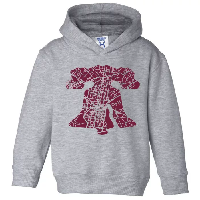 Philadelphia Street Map Liberty Bell Vintage Maroon Toddler Hoodie