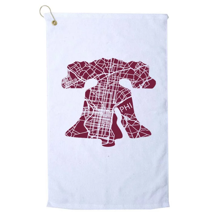 Philadelphia Street Map Liberty Bell Vintage Maroon Platinum Collection Golf Towel