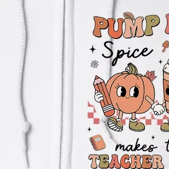 Pumpkin Spice Makes Teacher Nice Retro Teacher Thanksgiving Full Zip Hoodie