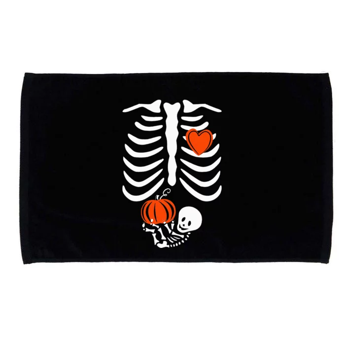 Pregnant Skeleton Mom Halloween Pregnancy Baby Announcement Microfiber Hand Towel