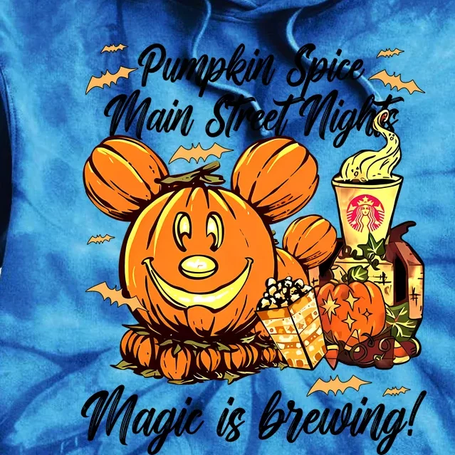 Pumpkin Spice & Main Street Nights Magic Is Brewing Pumkin Coffee Tie Dye Hoodie