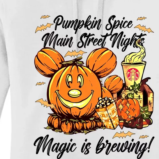 Pumpkin Spice & Main Street Nights Magic Is Brewing Pumkin Coffee Women's Pullover Hoodie