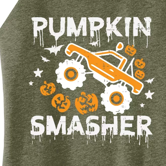 Pumpkin Smasher Monster Truck Halloween Gift Women’s Perfect Tri Rocker Tank