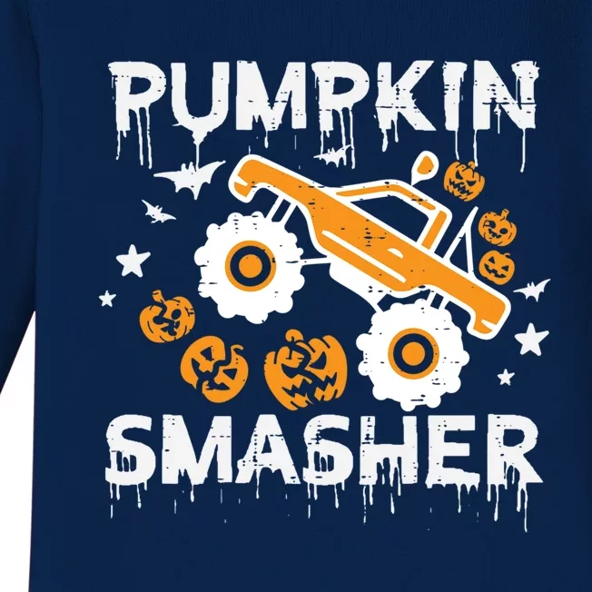 Pumpkin Smasher Monster Truck Halloween Gift Baby Long Sleeve Bodysuit