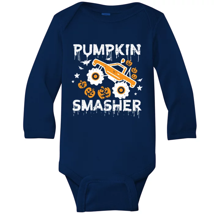 Pumpkin Smasher Monster Truck Halloween Gift Baby Long Sleeve Bodysuit