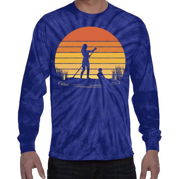 Paddle Surf Mother And Child Sunset Tie-Dye Long Sleeve Shirt