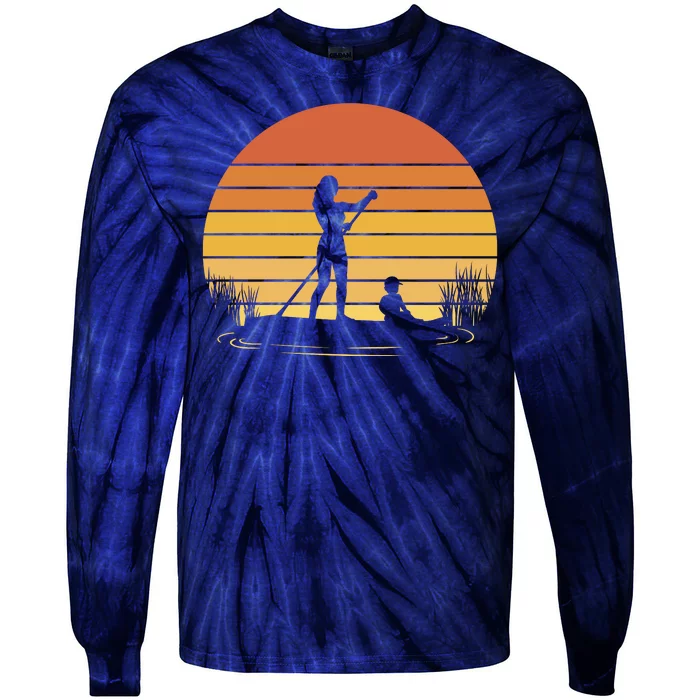 Paddle Surf Mother And Child Sunset Tie-Dye Long Sleeve Shirt