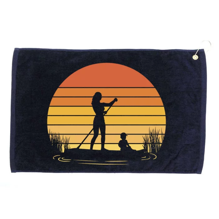 Paddle Surf Mother And Child Sunset Grommeted Golf Towel