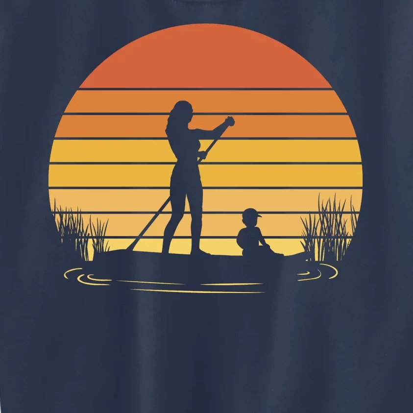 Paddle Surf Mother And Child Sunset Kids Sweatshirt