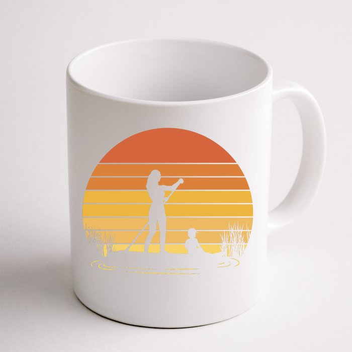 Paddle Surf Mother And Child Sunset Front & Back Coffee Mug