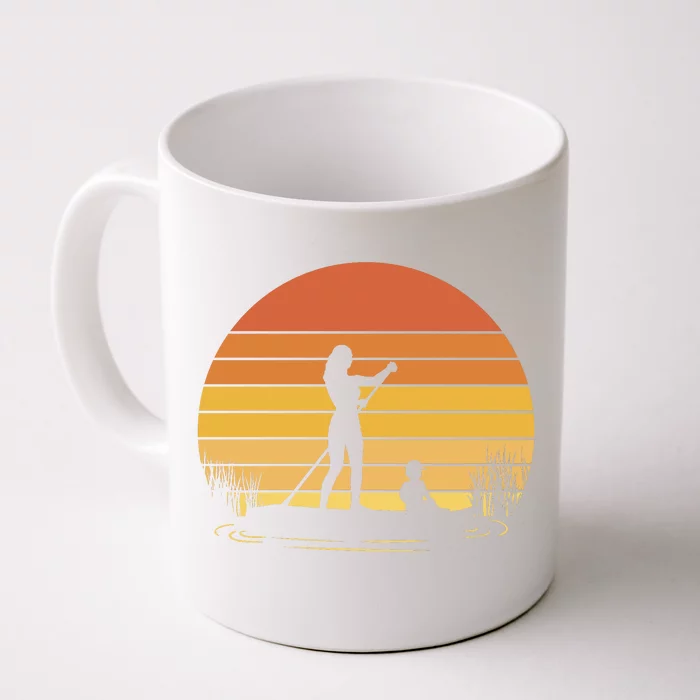 Paddle Surf Mother And Child Sunset Front & Back Coffee Mug