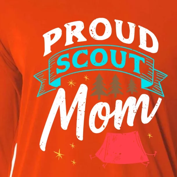 Proud Scout Mom Cool Gift Scouting Camping Mother's Day Funny Gift Cooling Performance Long Sleeve Crew