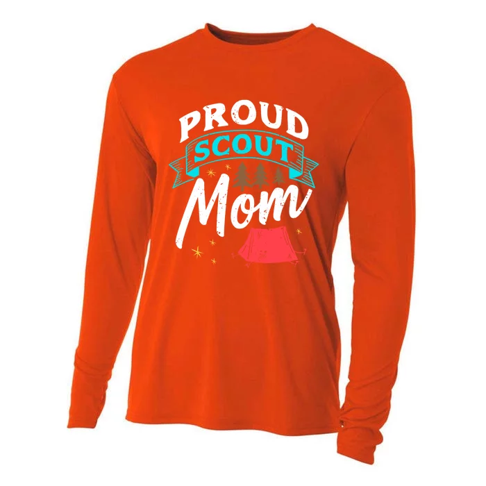 Proud Scout Mom Cool Gift Scouting Camping Mother's Day Funny Gift Cooling Performance Long Sleeve Crew