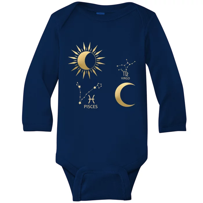 Pisces Sunvirgo Moon Zodiac Gift Baby Long Sleeve Bodysuit