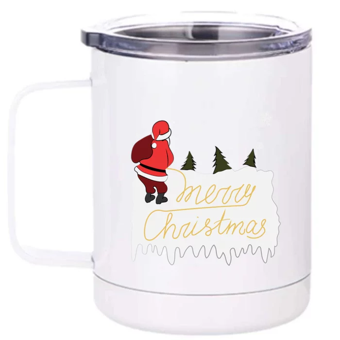 Peeing Santa Merry Christmas Ugly Christmas Xmas Funny Gift Front & Back 12oz Stainless Steel Tumbler Cup