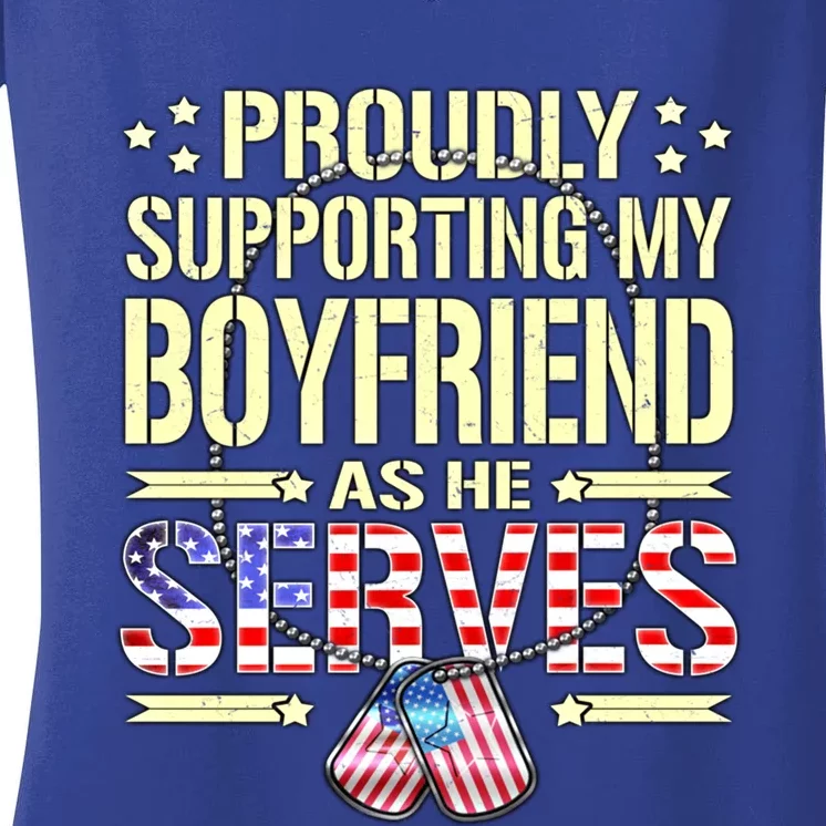 Proudly Supporting My Friend As He Serves Army Friend Great Gift Women's V-Neck T-Shirt