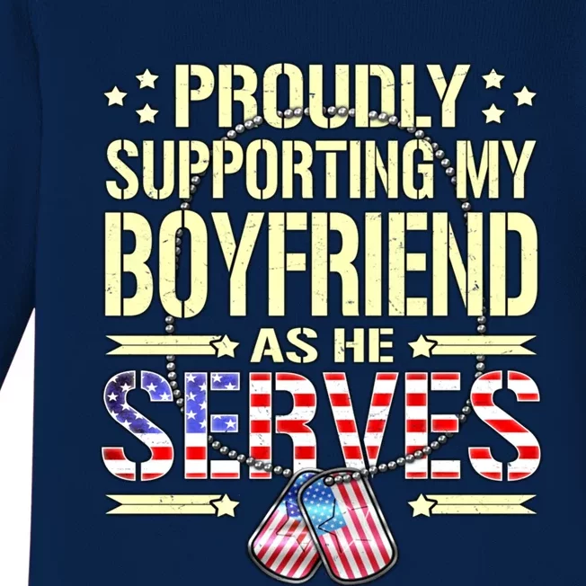 Proudly Supporting My Friend As He Serves Army Friend Great Gift Baby Long Sleeve Bodysuit