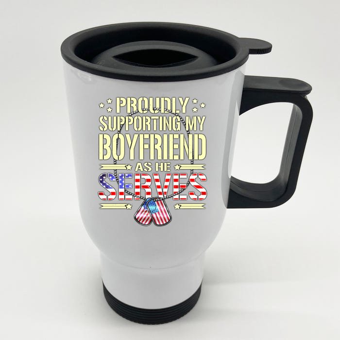 Proudly Supporting My Friend As He Serves Army Friend Great Gift Front & Back Stainless Steel Travel Mug