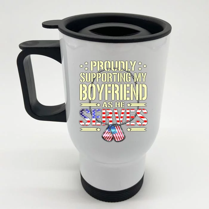 Proudly Supporting My Friend As He Serves Army Friend Great Gift Front & Back Stainless Steel Travel Mug