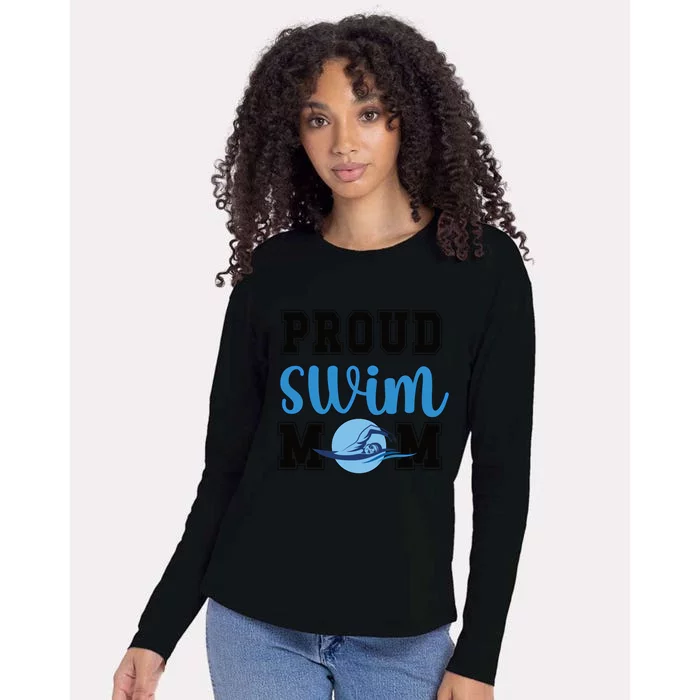 Proud Swim Mom Of A Swimmer Mama Swimming Mother Gift Womens Cotton Relaxed Long Sleeve T-Shirt