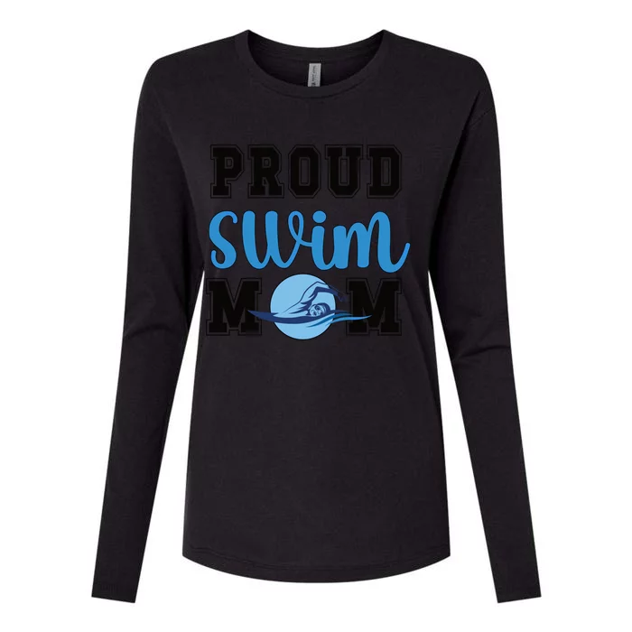 Proud Swim Mom Of A Swimmer Mama Swimming Mother Gift Womens Cotton Relaxed Long Sleeve T-Shirt