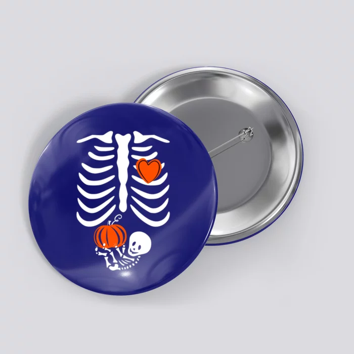 Pregnant Skeleton Mom Halloween Pregnancy Announcet Gift Button