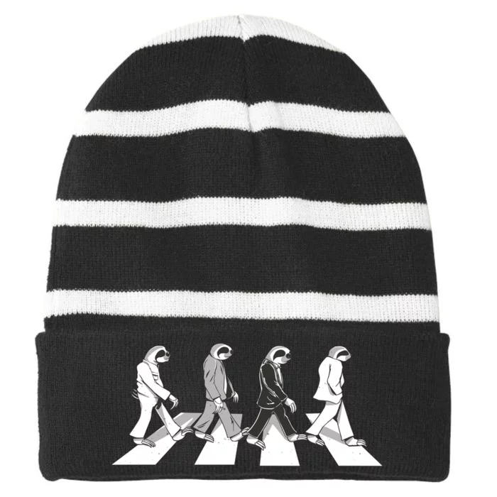 Parody Sloths Music Striped Beanie with Solid Band