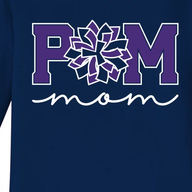 Pom Squad Mom For Dance Cheer Spirit Squad Purple Gift Baby Long Sleeve Bodysuit