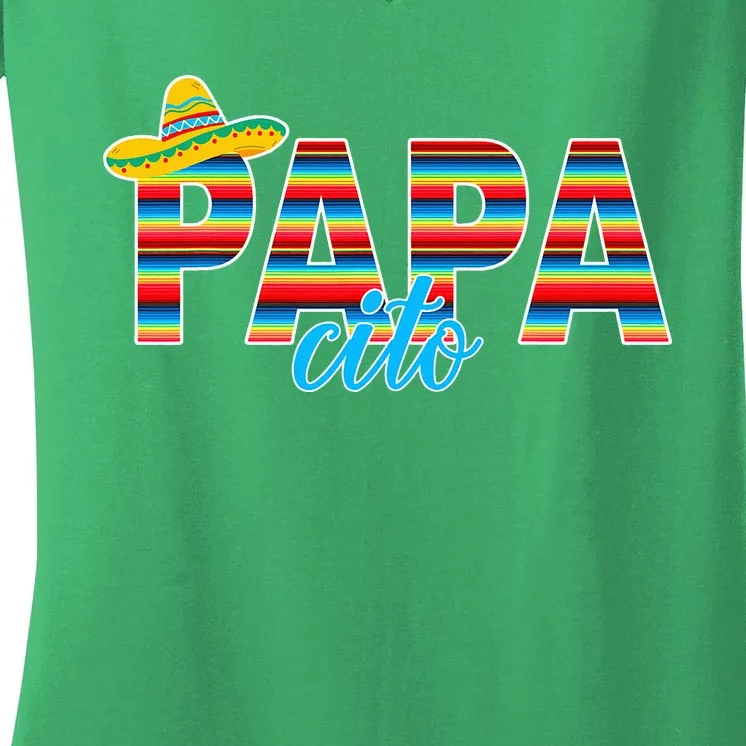 Papacito Serape Mexican Sombrero Cinco de Mayo Women's V-Neck T-Shirt