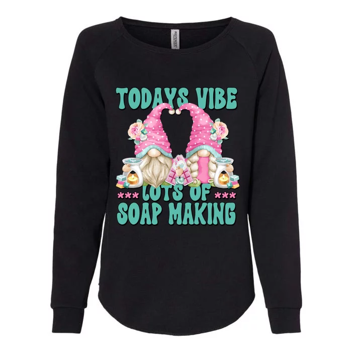 Pink Soap Maker Gnome Quote Todays Vibes Lots Of Soap Making Gift Womens California Wash Sweatshirt