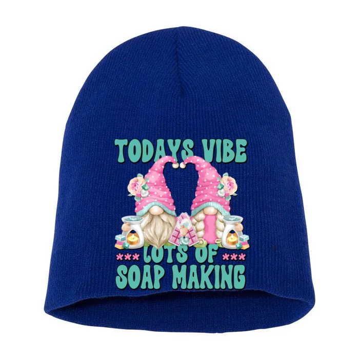 Pink Soap Maker Gnome Quote Todays Vibes Lots Of Soap Making Gift Short Acrylic Beanie