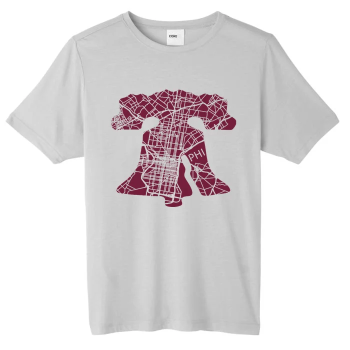 Philadelphia Street Map Liberty Bell Vintage Maroon ChromaSoft Performance T-Shirt