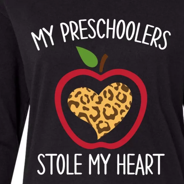 Preschoolers Stole My Heart Valentines Day Preschool Teacher Gift Womens Cotton Relaxed Long Sleeve T-Shirt