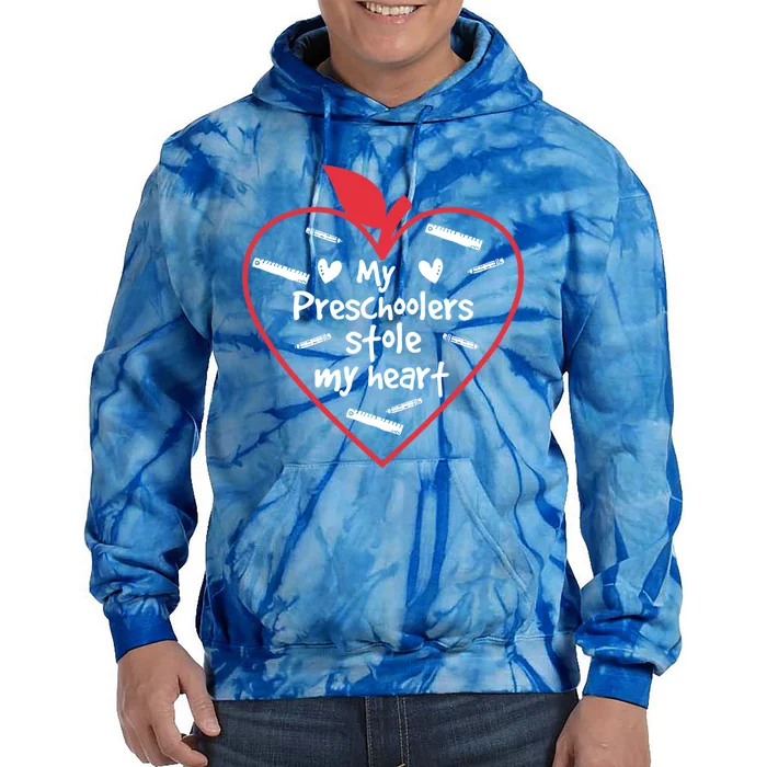 Preschoolers Stole My Heart Valentines Day Preschool Teacher Cute Gift Tie Dye Hoodie