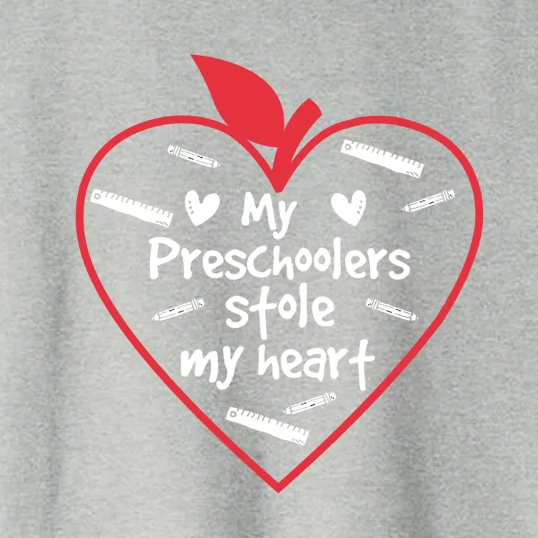 Preschoolers Stole My Heart Valentines Day Preschool Teacher Cute Gift Women's Crop Top Tee