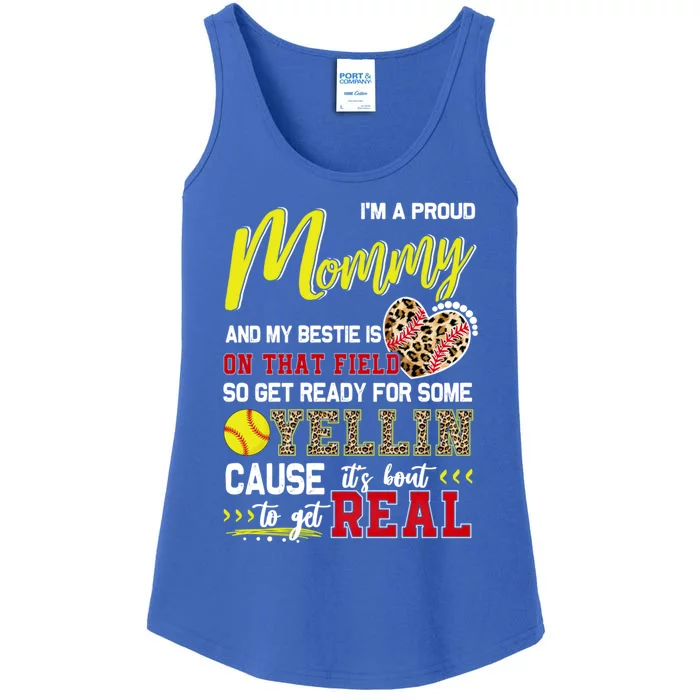 Proud Softball Mommy Softball Family Matching Cool Gift Ladies Essential Tank