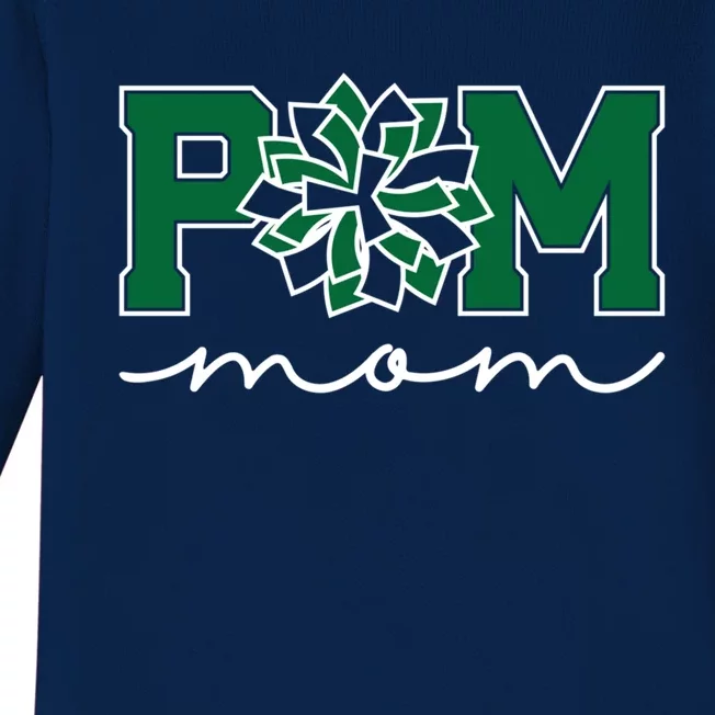 Pom Squad Mom For Dance Cheer Spirit Squad Green Gift Baby Long Sleeve Bodysuit