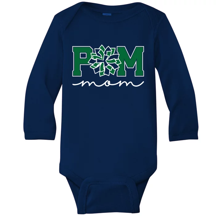 Pom Squad Mom For Dance Cheer Spirit Squad Green Gift Baby Long Sleeve Bodysuit