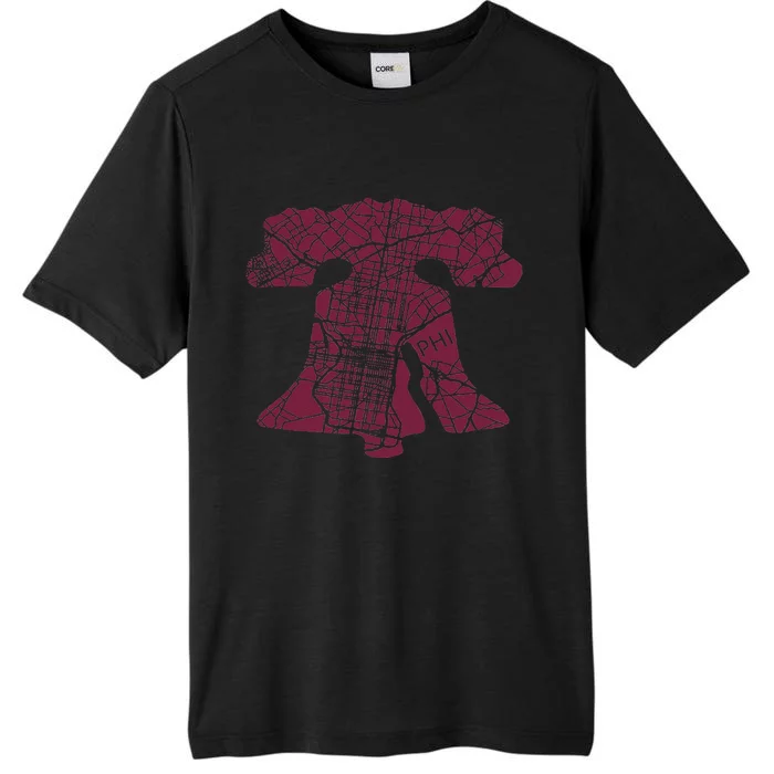 Philadelphia Street Map Liberty Bell Vintage Maroon ChromaSoft Performance T-Shirt