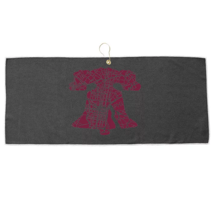 Philadelphia Street Map Liberty Bell Vintage Maroon Large Microfiber Waffle Golf Towel